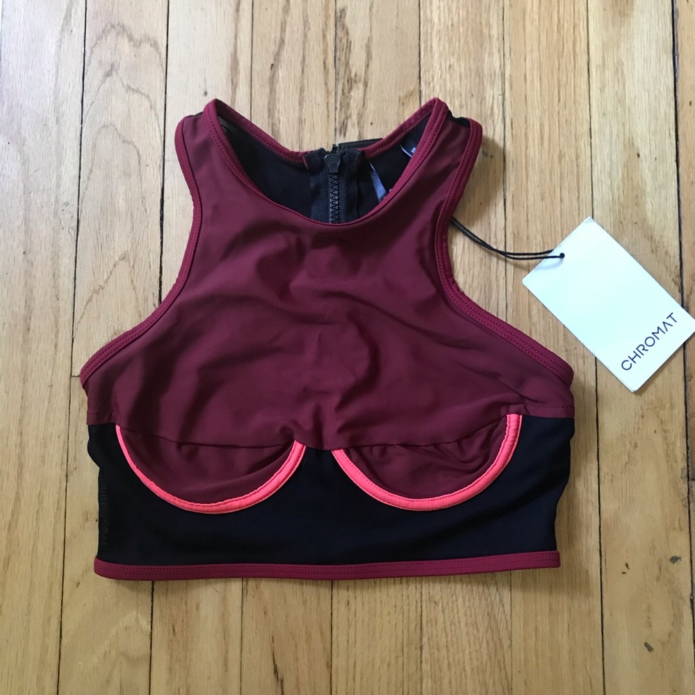 Chromat Racer bikini top maroon XS NWT